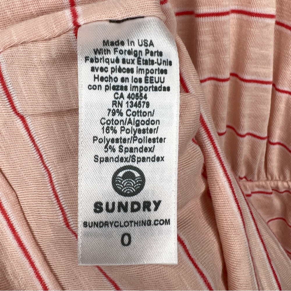 SUNDRY Striped Pink Ruched Racerback Dress - Sz 0 - Picture 9 of 11